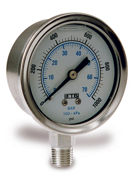 Stainless Steel Pressure Gauge - Bottom Mount